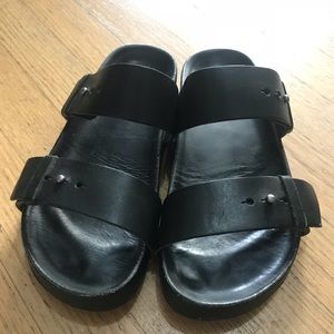 Madewell Birkenstock black leather strap sandals